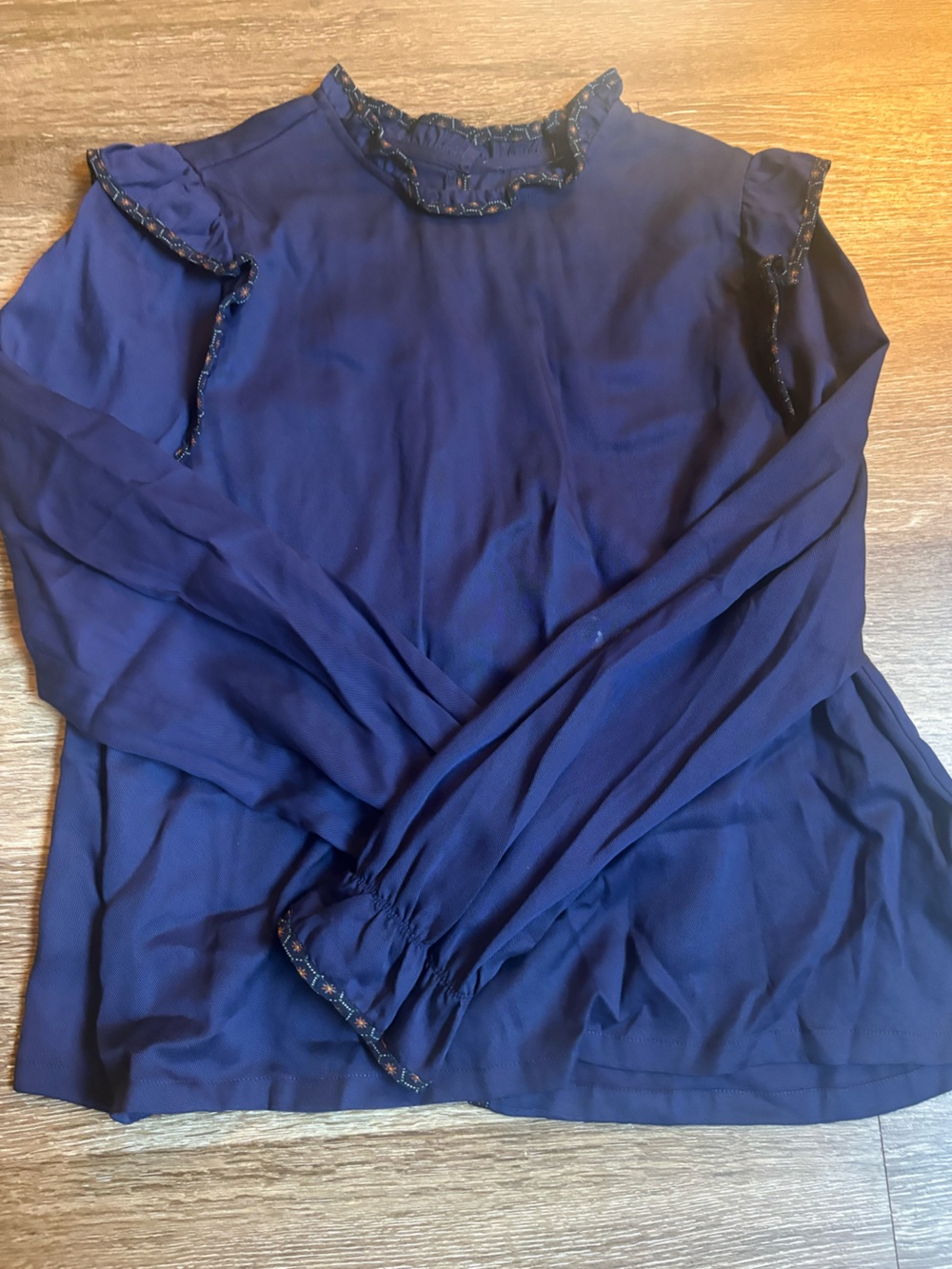 Navy Blue Flowing Chiffon Blouse